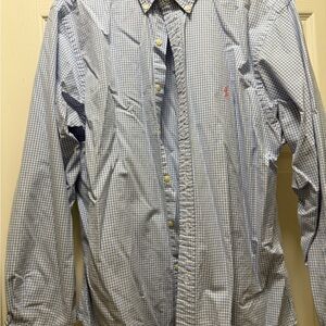 Blue and White Plaid Men's Shirt